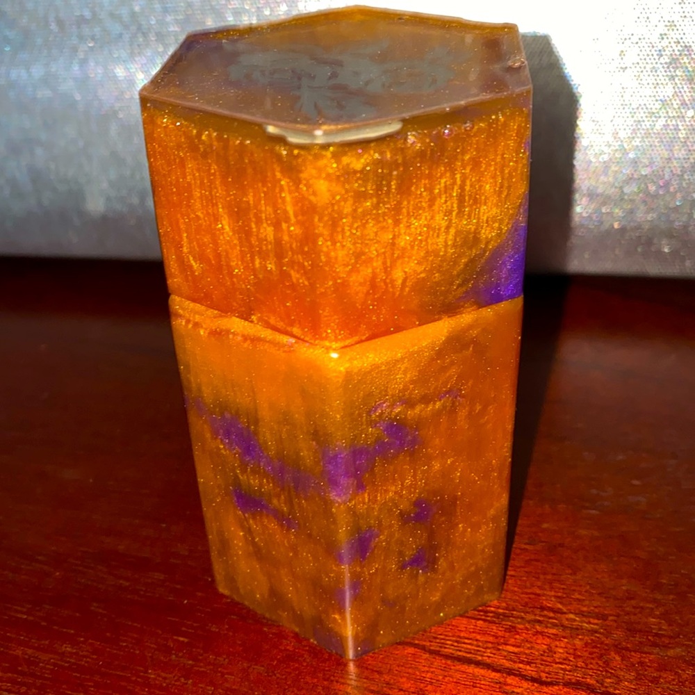 Hexagon Jar with Holographic Flowers